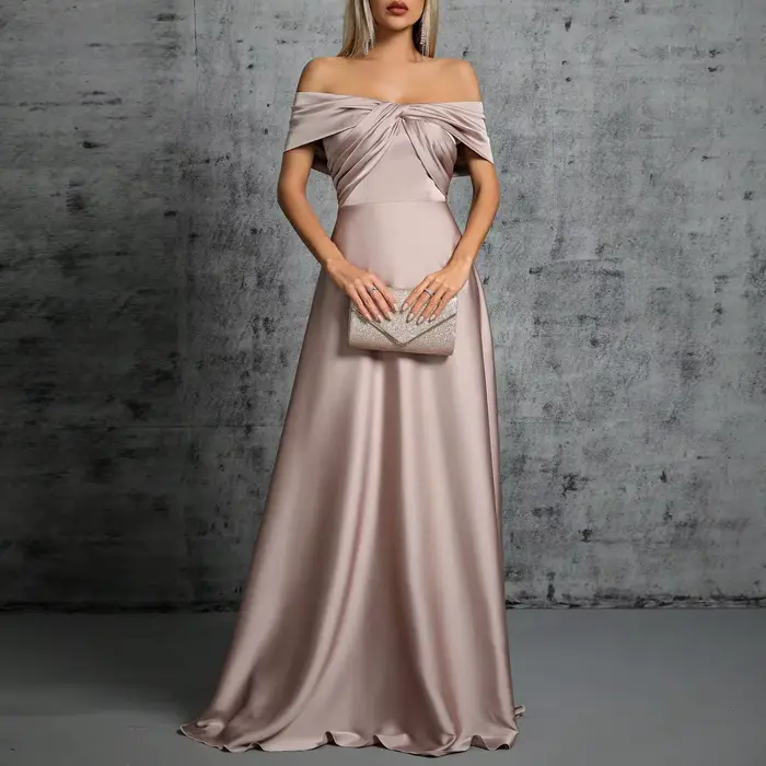 Mgiacy ligne cou irrégulière croix plissée robe en satin robe de bal robe de soirée robe de demoisel