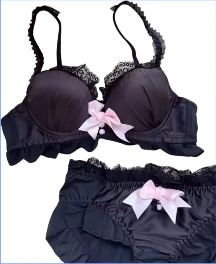 Ensemble de lingerie en coton style Lolita avec nœuds doux pour femmes occasions spéciales