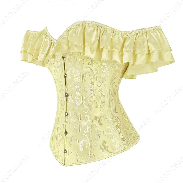 Corset vintage épaules dénudées en polyester avec dentelle pour femmes élégantes occasions spéciales