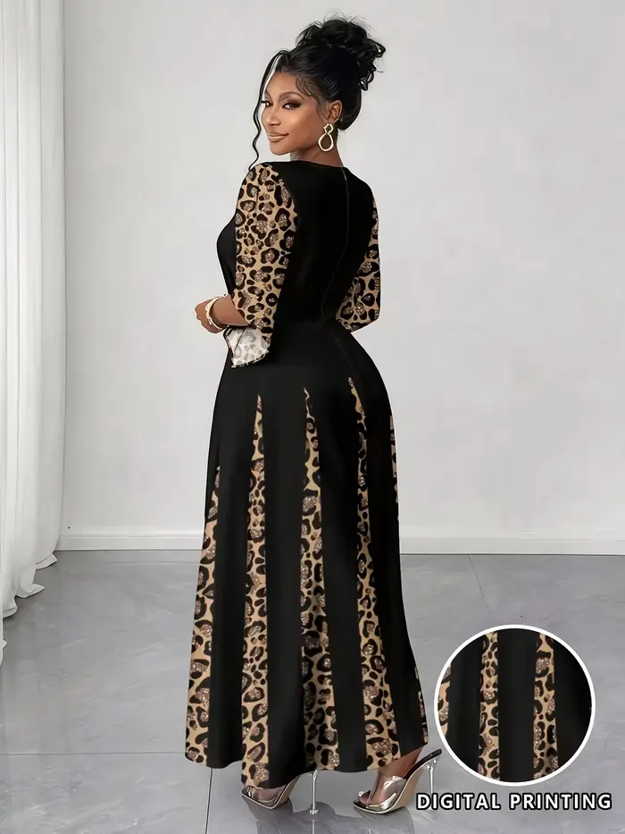 Elegantné leopardie šaty maxi
