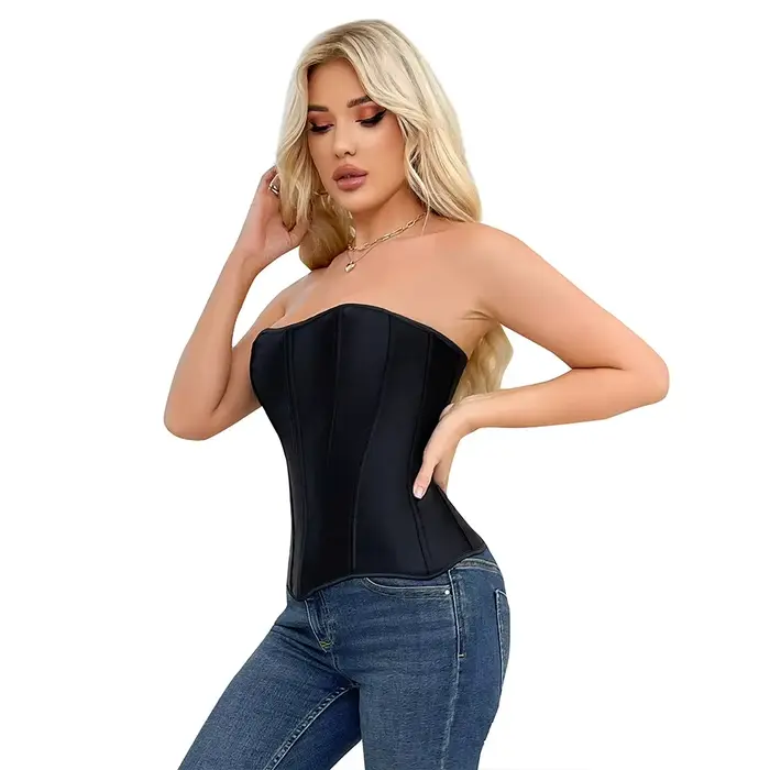 Dámske overbust Top korzet bočný zips satén vykostené čipka-up Bustier Shapewear zoštíhľujúci pás tvarovanie Korset