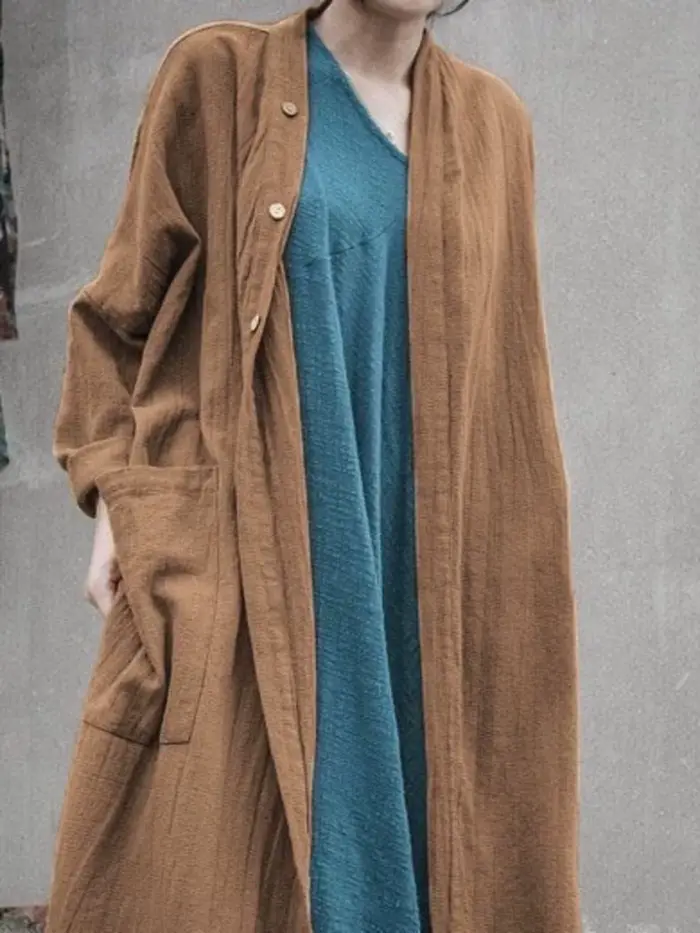 Dlhé voľné oversized cardigan sako s vreckami