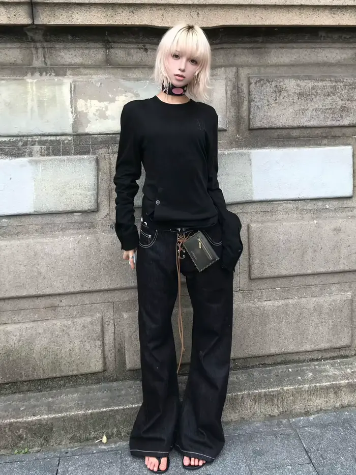 Genayooa gotické vintage tričko pre ženy s dlhými rukávmi gombík Y2k retro čierne grunge streetwear 2000s potlač
