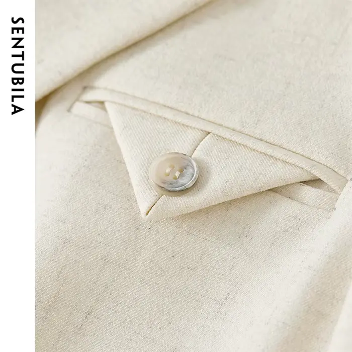 SENTUBILA femmes jupe costumes lin mélange épaulettes simple bouton Blazer solide élégant Mini jupes