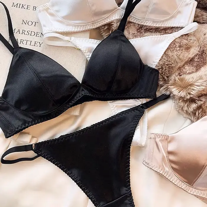 Podprsenka French Triangle pre ženy, Sexy top, Anti-sagging podprsenka, bezšvové mäkké nohavičky, pohodlná tkanina bez oceľových krúžkov, sada podprseniek