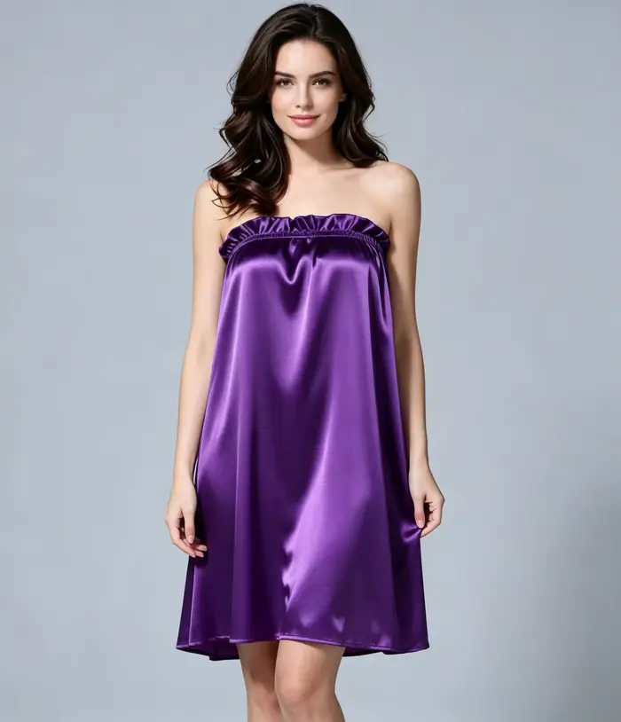 Chemise de nuit tube en satin pour femme, robe de nuit élégante, vêtement de nuit en soie douce, pei