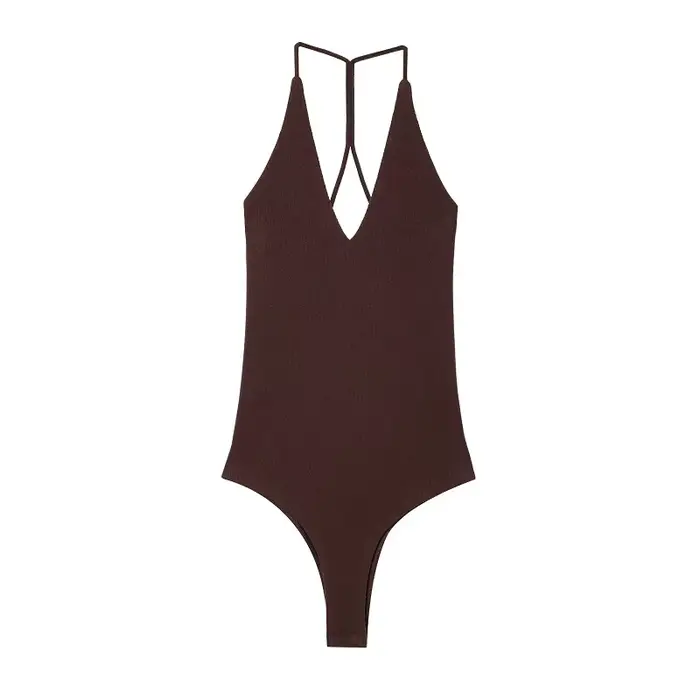 MUJER blanc noir body pour femmes Sexy dos nu body femmes licou Bustier combinaisons pour femmes été
