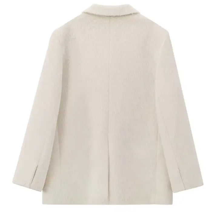 HXAO 2025 femmes Blazer fausse fourrure manteaux vêtements d'extérieur femme printemps vestes blanc 