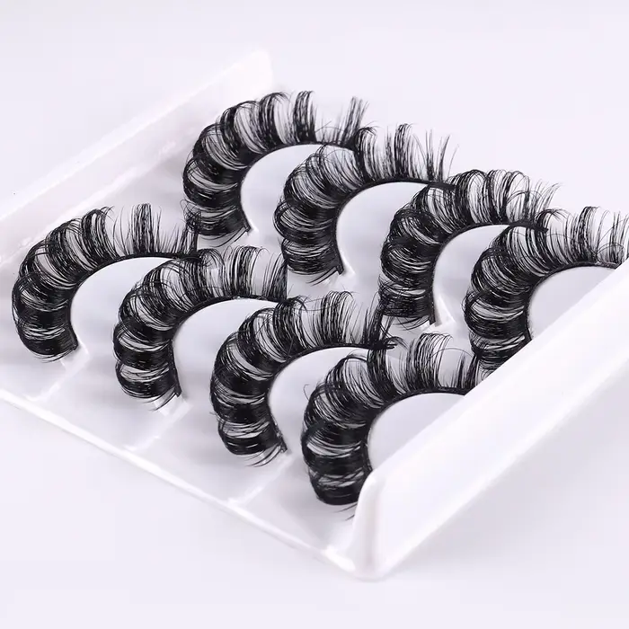 4 paires de cils à bande russe cils de vison moelleux faux cils 3D cils de Volume russe faux cils