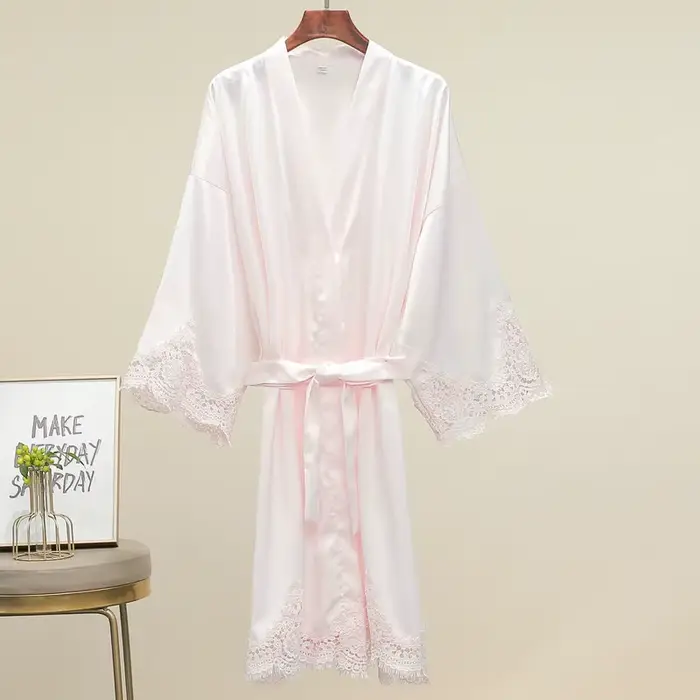 Peignoirs pour femmes, pyjama, couleur unie, dentelle, robes de mariée, demoiselles d'honneur, robes