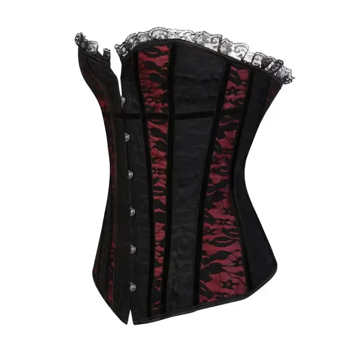 Korzety pre ženy veľké veľkosti Sexy nadprsné bustier blúzka so šnurovaním Kvetinový gotický saténový vintage stredoveký módny