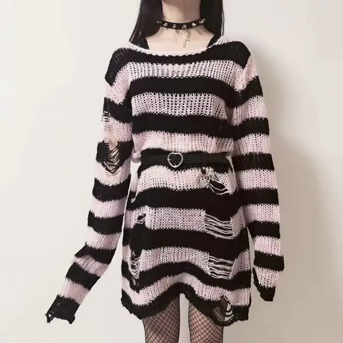 Karrram Punk gotický sveter Emo topy e-girls nákupné centrum Goth svetre Y2k Harajuku Grunge oblečenie Alt tmavý