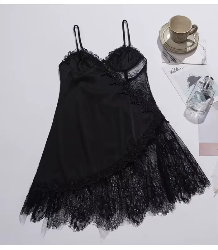 Chemise de nuit sexy en dentelle pour femmes, lingerie française, vêtements pour la maison, robe de 