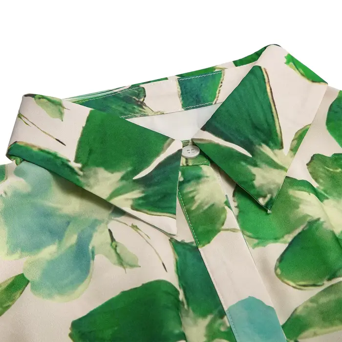 CHCH robe femme 2025 printemps nouveau col à manches longues fleur verte vacances