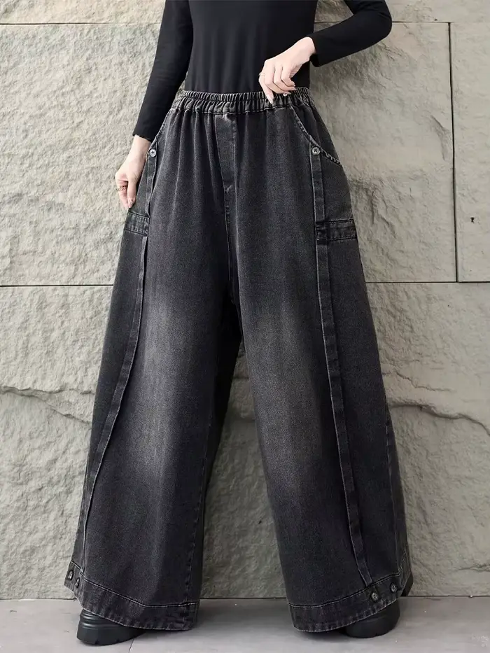 Amax LuluE 2026 jar klasická džínsová nohavica pre dámy Vintage pevná ležérna žena voľná elastická