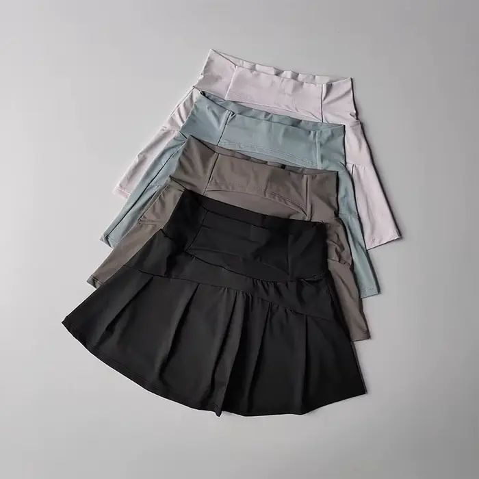 Jupe courte de sport taille haute pour femmes, pantalon de Yoga trapèze Anti-éblouissement avec doub