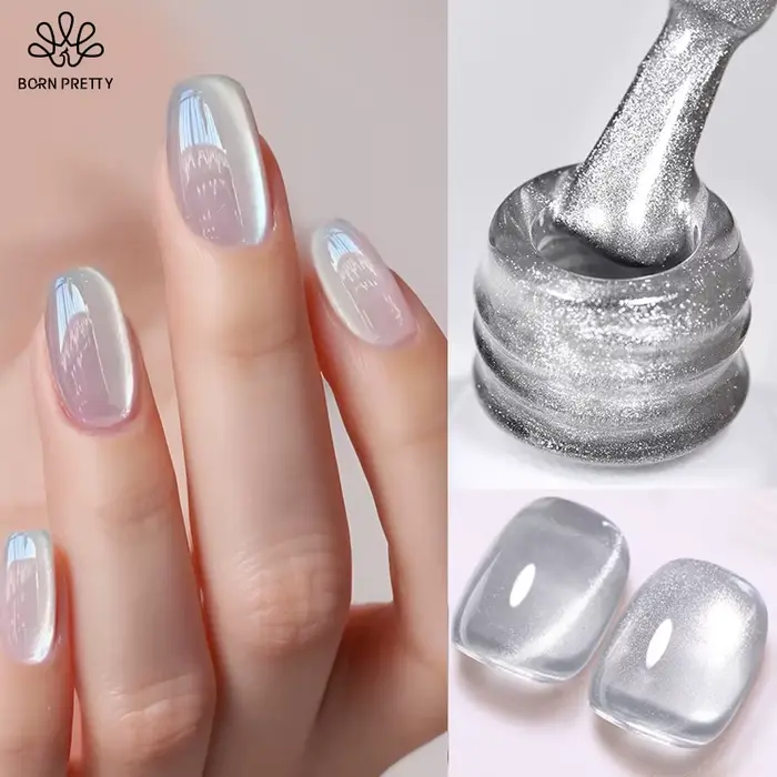 BORN PRETTY 10ml strieborný vodný svetelný mačací gél Magnetický lak na nechty Príslušenstvo Polotrvalý gélový lak na