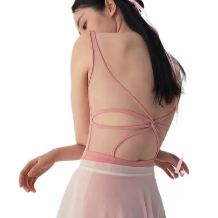 EI-Ling 2.0 – body de Ballet nacré papillon, petit col en v de style français pour la danse et le Yoga