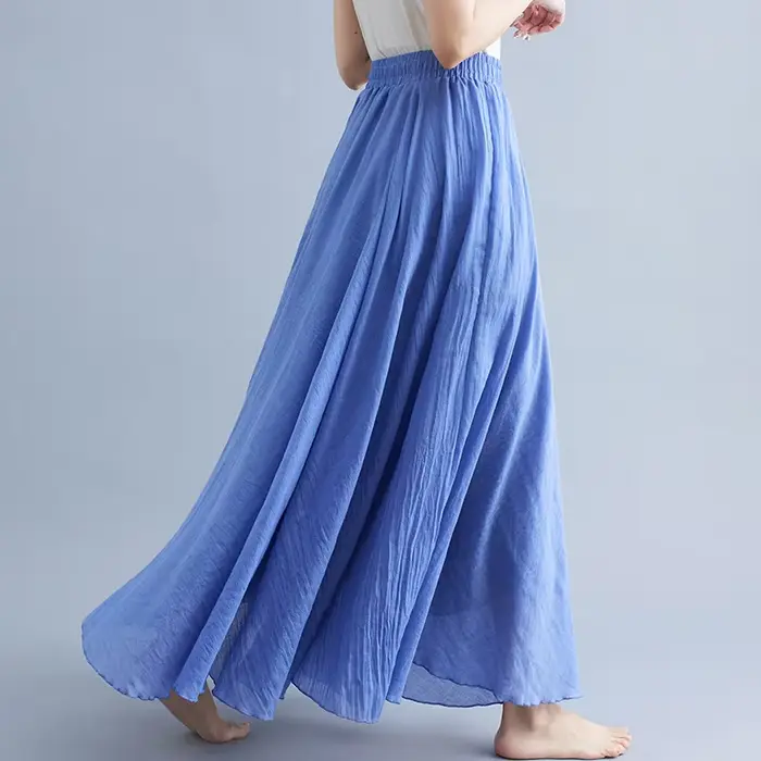 Robe littéraire en coton et lin pour fille Mori, 28 couleurs, taille élastique, jupe d'extension tra