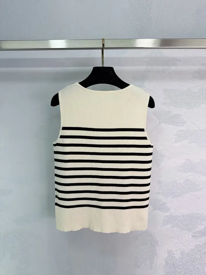 Pulls en laine rayés tricotés pour femme, col rond, sans manches, coupe droite, pour la maison, mode