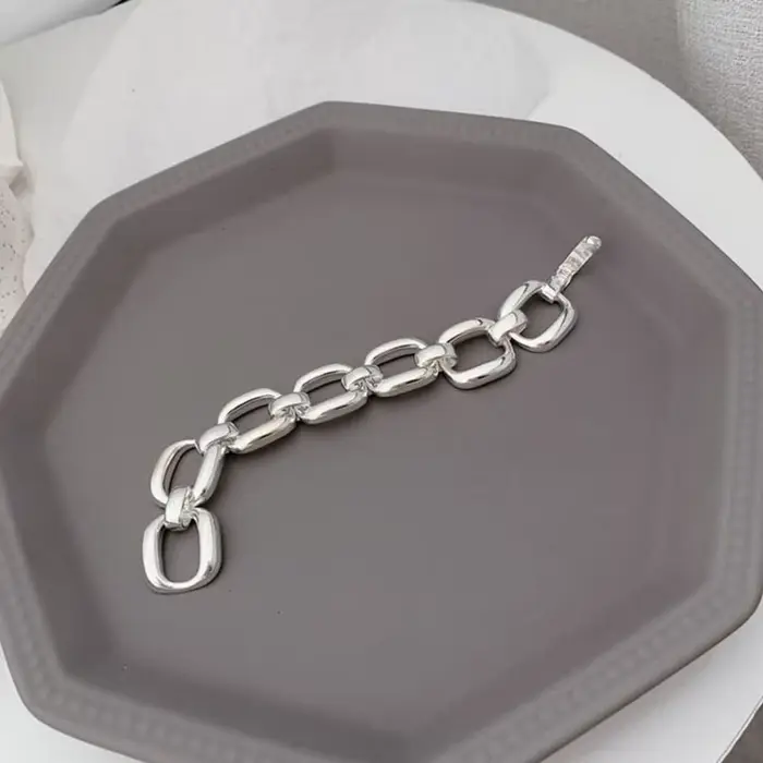 Bracelets en argent Sterling 925 pour femmes, tendance Hip Hop, Vintage, chaîne épaisse, Design géom