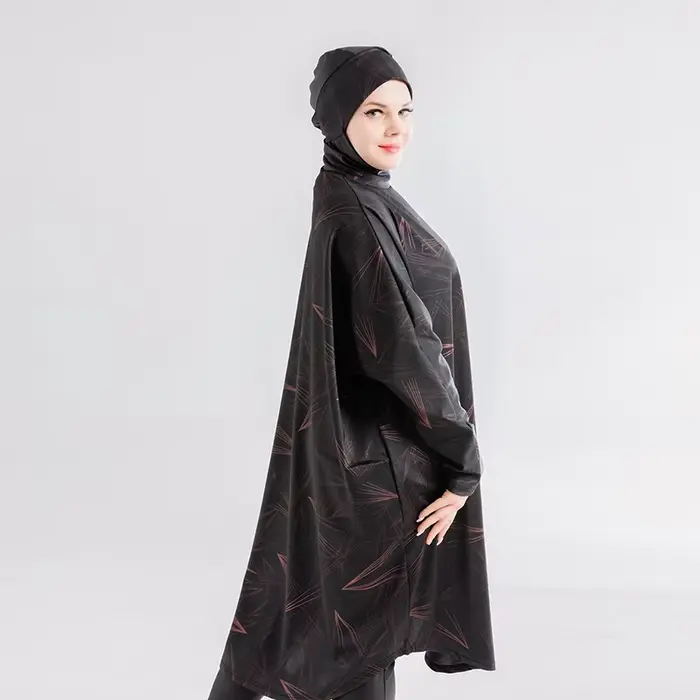 Abaya-Burkini s rukávmi pre ženy, veľká veľkosť, skromný, hidžáb