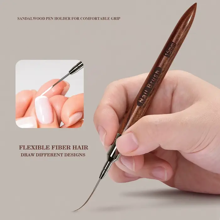 Kefka na nechty s drevenou rukoväťou Gel Nail Art Liner DIY maľovanie kreslenie čiar pruhov kvetov pero 4/8/12/15/25 mm nástroj na manikúru v salóne
