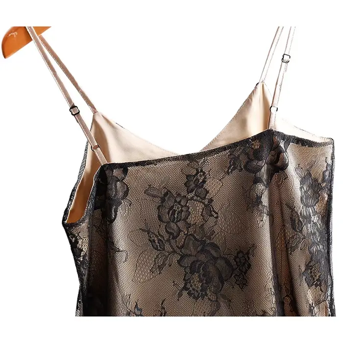 Camisole en soie et polyester avec dentelle et motif floral pour femmes de tous âges pour occasions formelles et détente
