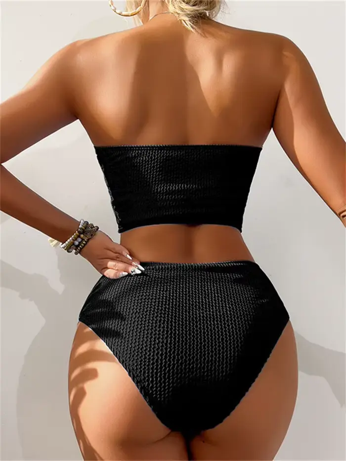 Sexy čierne plavky, čelenka, push up podprsenka, vysoký pás, pre ženy, letné oblečenie, na pláž, prázdniny, 2025