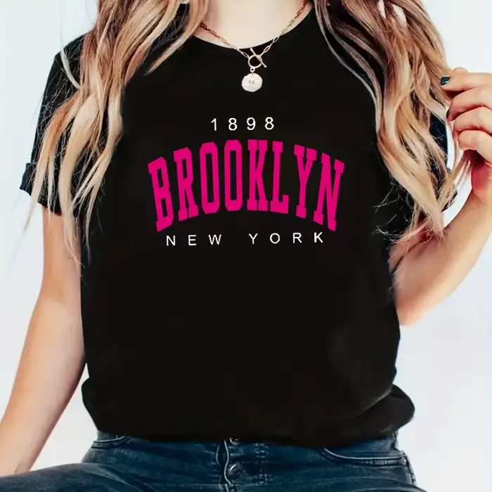 2024 Nové Letné Dámske Tričko 1898 Brooklyn New York Potlač Krátky Rukáv Tričká Teplé Neformálne Streetwear Hip