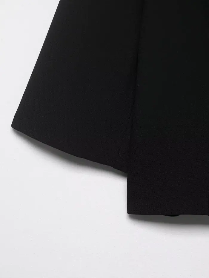 Blazer court noir pour femme, nouvelle collection printemps, manteau simple boutonnage avec épaulett