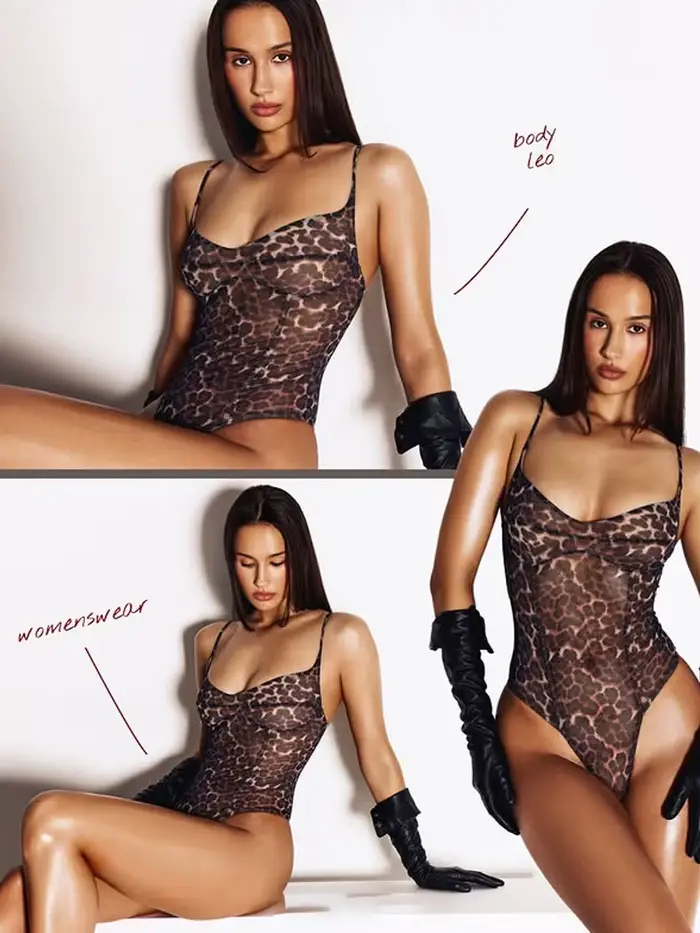 Dámske Leopard Mesh Bodysuit, Sexy Móda, Streetwear, Bez ramienok, Bez rukávov, Slash Golier, Slim, priehľadný, Romper, Ženský plášť