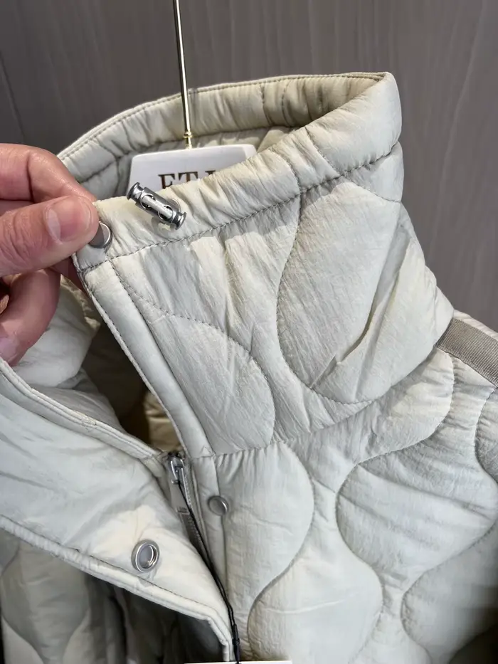 Manteau matelassé pour femmes ETJ 2025 veste QUILTée avec attaches nouvelle veste en coton beige ave