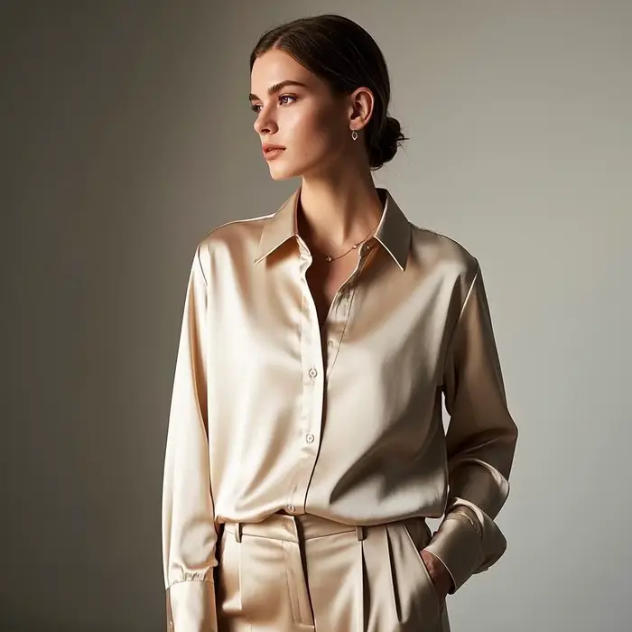 Kórejská dámska kancelárska módna ležérna košeľa Elegantné blúzky pre ženy Satin viacfarebná základná tenká