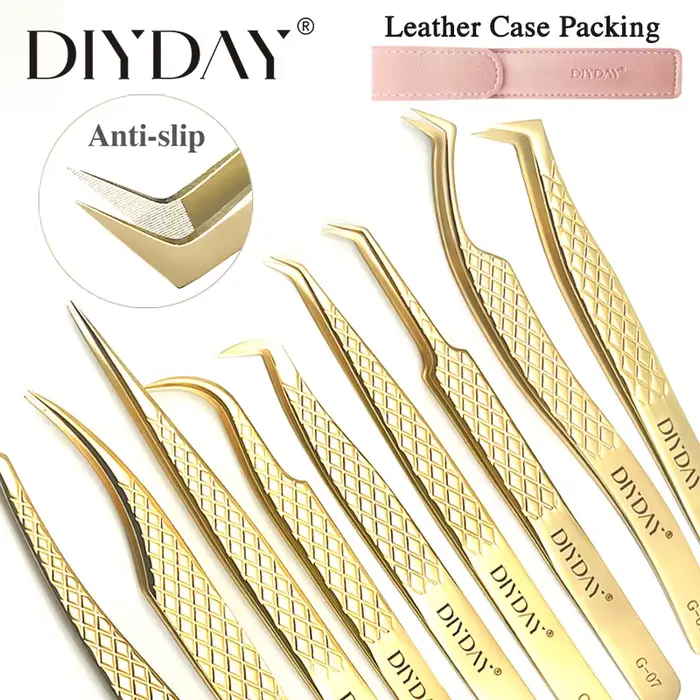 DIYDAY – pincettes antidérapantes pour Extension de cils, pointe en Fiber d'acier inoxydable, outil 