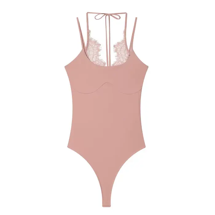 Body en dentelle à licou pour femme, tenues sexy, hauts de lingerie, body à bretelles, combinaisons 