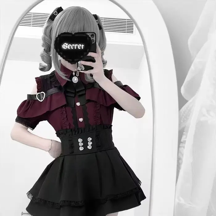 Tmavý mäkký srdcovitý Lolita set
