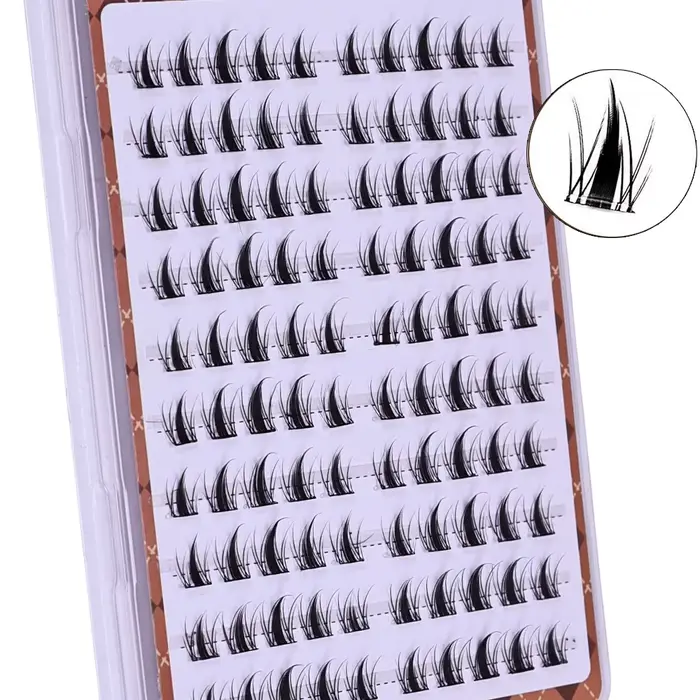 Cils en grappe auto-adhésifs DIY, 10 rangées/boîte, cils sectionnels de Style Manga sans colle, aspe