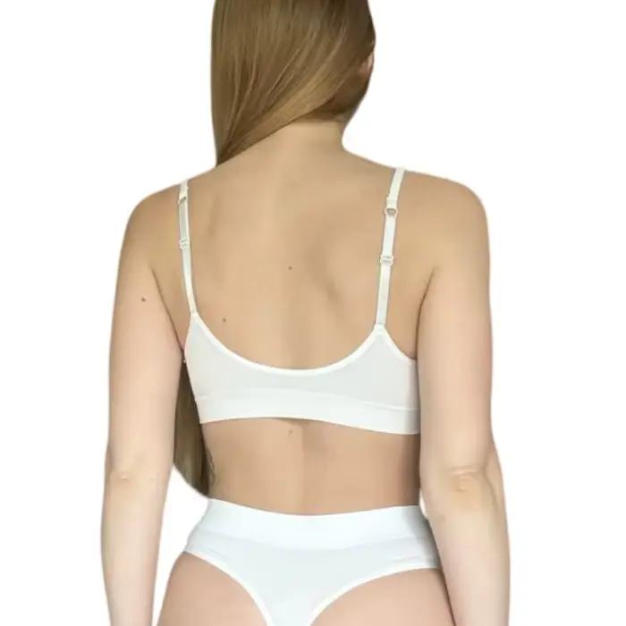 Soutien-gorge sans couture en nylon et spandex côtelé pour femme, col en V, dos en U, bretelles réglables, lingerie sexy et sous-vêtement de sport, taille M-L