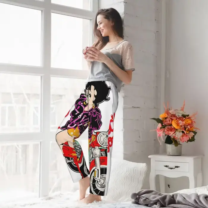 Betty Boop Dámske personalizované pyžamové nohavice, relaxačné nohavice, nočné oblečenie s vreckami