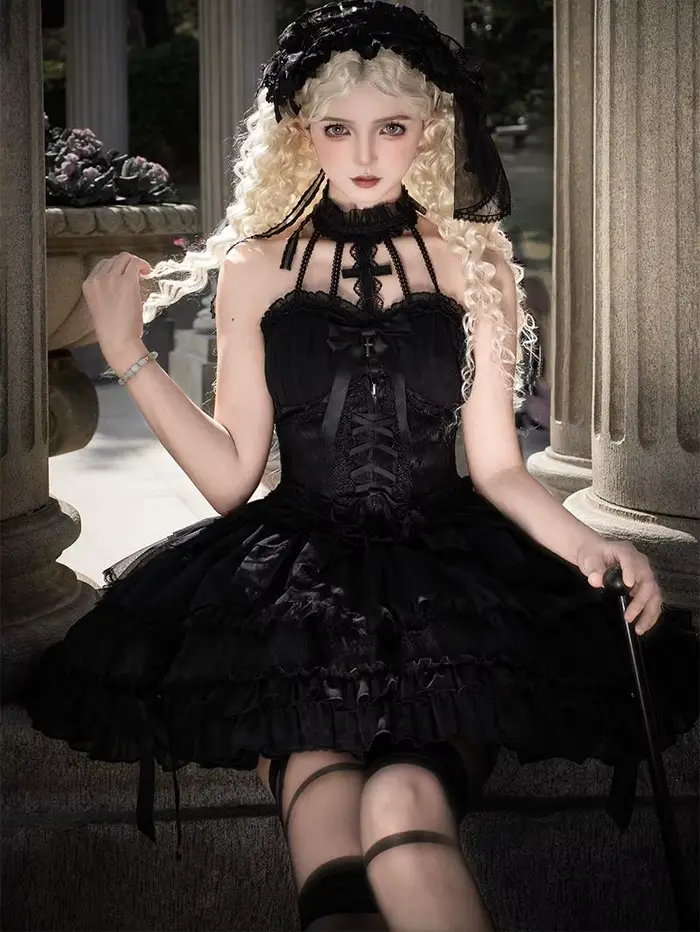 ~Cross~Gothic Princess Lolita Corset avec ourlet à plusieurs couches par Alice Girl PRE COMMANDE / 3 mois