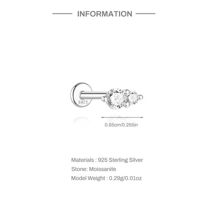Aide Moissanite diamant boucles d'oreilles pour femmes original 925 en argent Sterling vis arrière f