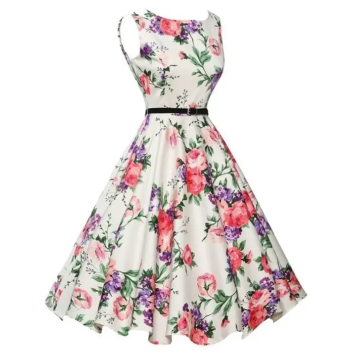 Robes d'été Robe vêtements Robe florale rétro Swing décontracté Vintage robes Rockabilly