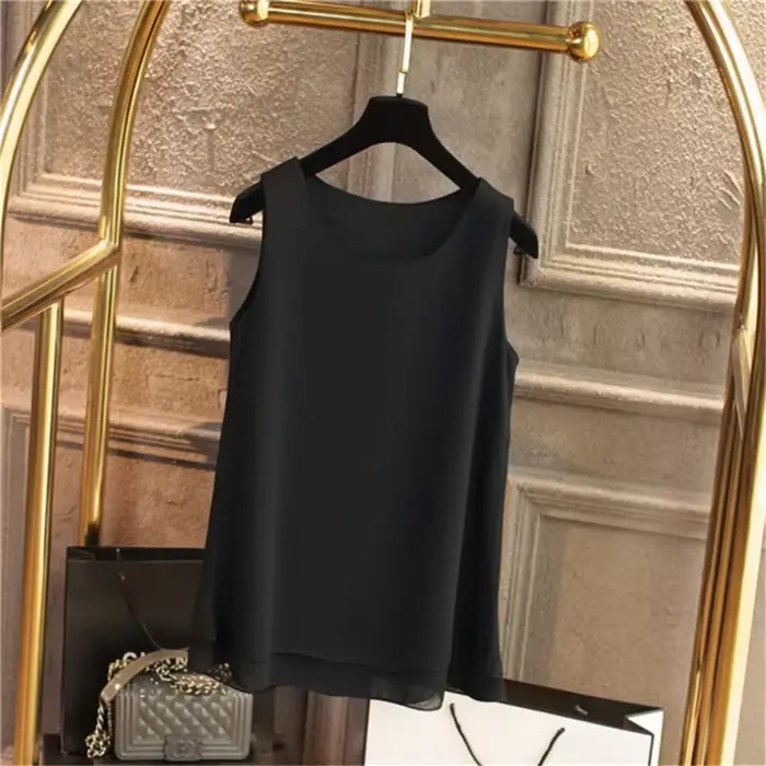 Chemise en mousseline de soie à col rond pour femmes, haut précieux, blanc, bleu, rouge, chemise en 