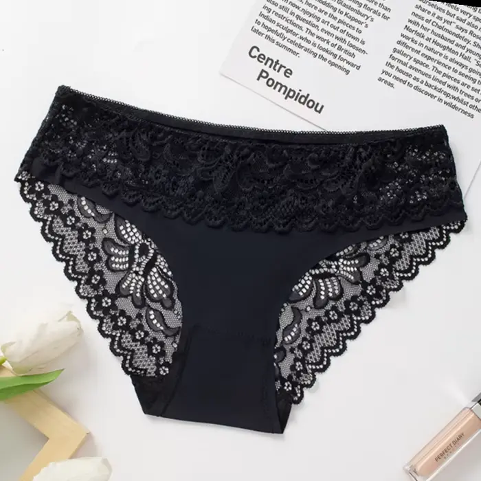 BZEL Sexy čipkované nohavičky pre ženy Krajková Lingerie Pevná kvetinová dámska spodná bielizeň Odhalené pohodlné