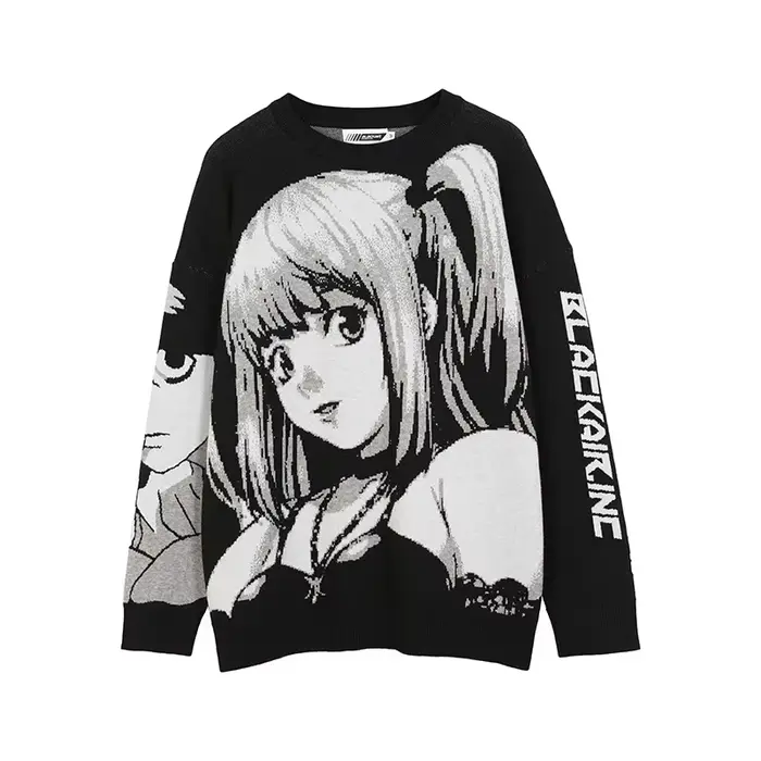 Dámsky hip hop streetwear Harajuku sveter Vintage štýl japonský Anime dievča pletený 2023 bavlnený