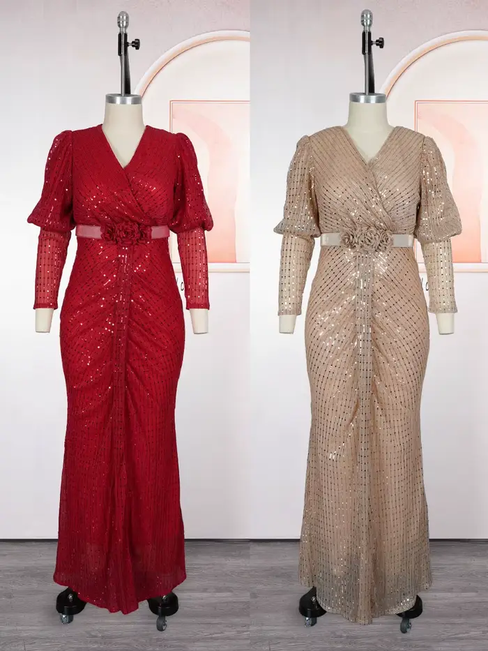 Elegantné dlhé šaty s dlhými rukávmi pre ženy