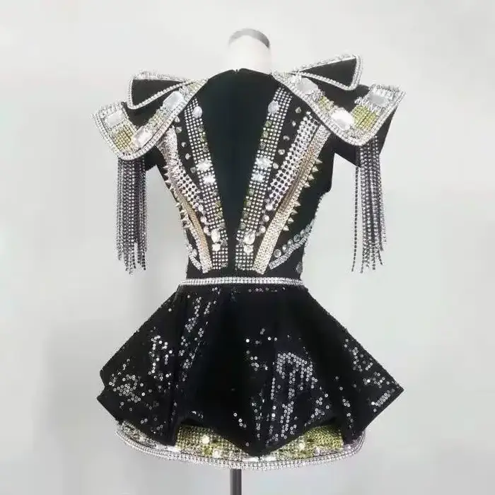 Krištáľový body catsuit s kamienkami pre tanečníkov