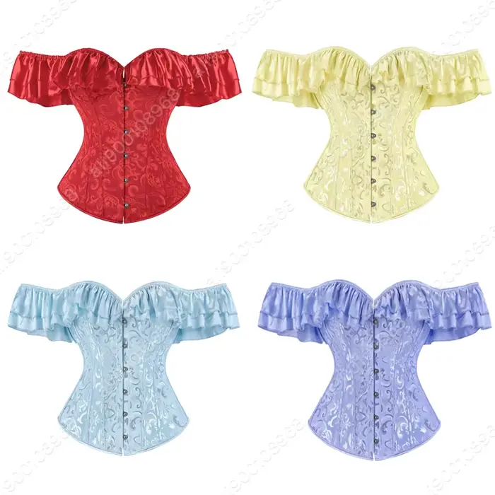 Corset vintage épaules dénudées en polyester avec dentelle pour femmes élégantes occasions spéciales