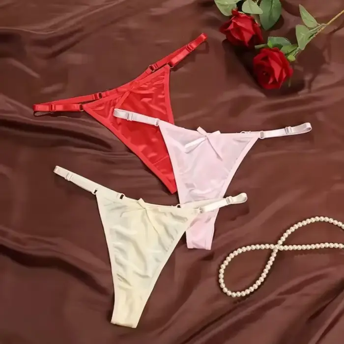 Culotte MoonBiffy en polyester taille basse avec arc délicat pour femmes, lingerie élégante et confortable pour toutes les occasions